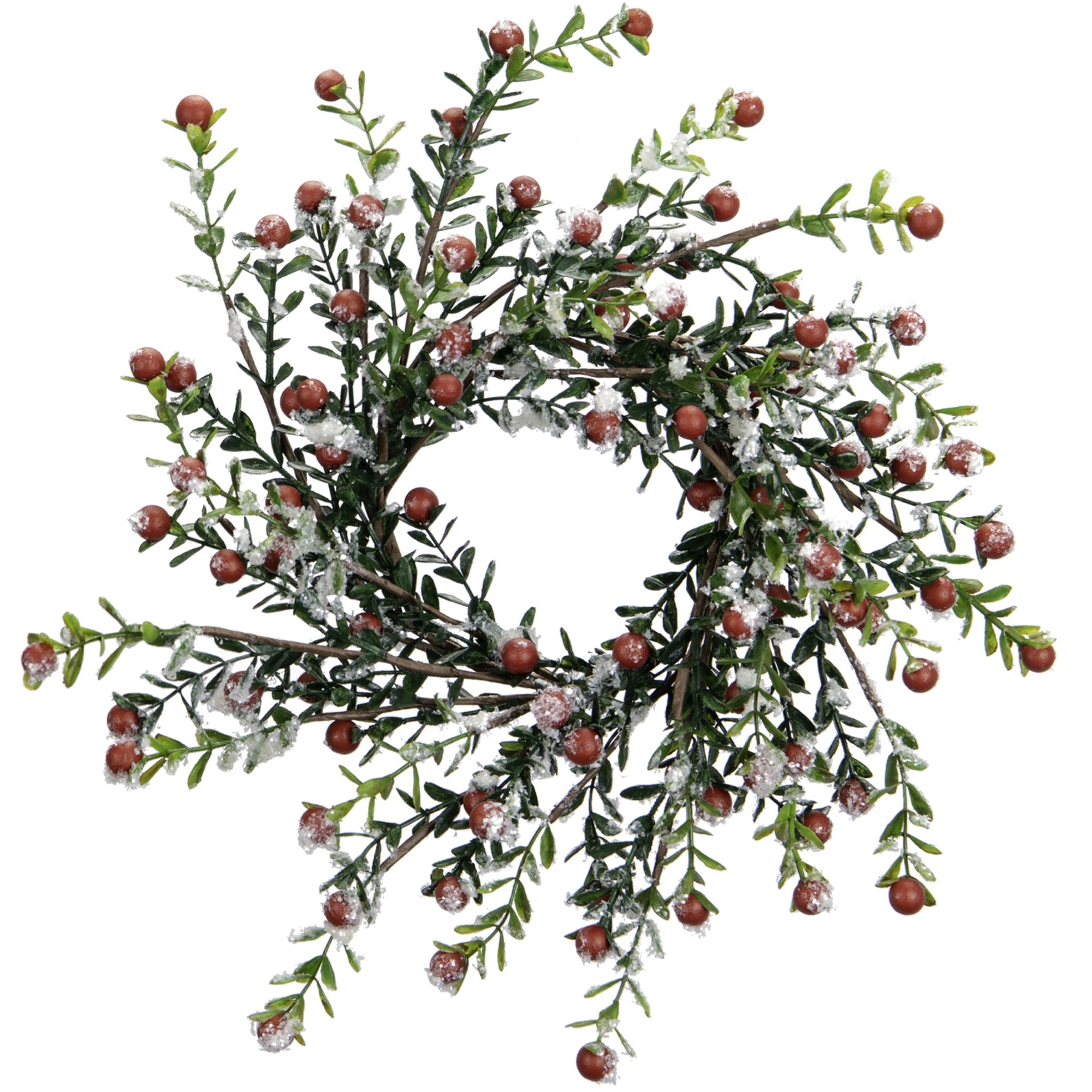 Snowberry Boxwood Candle Ring (2-Sizes)