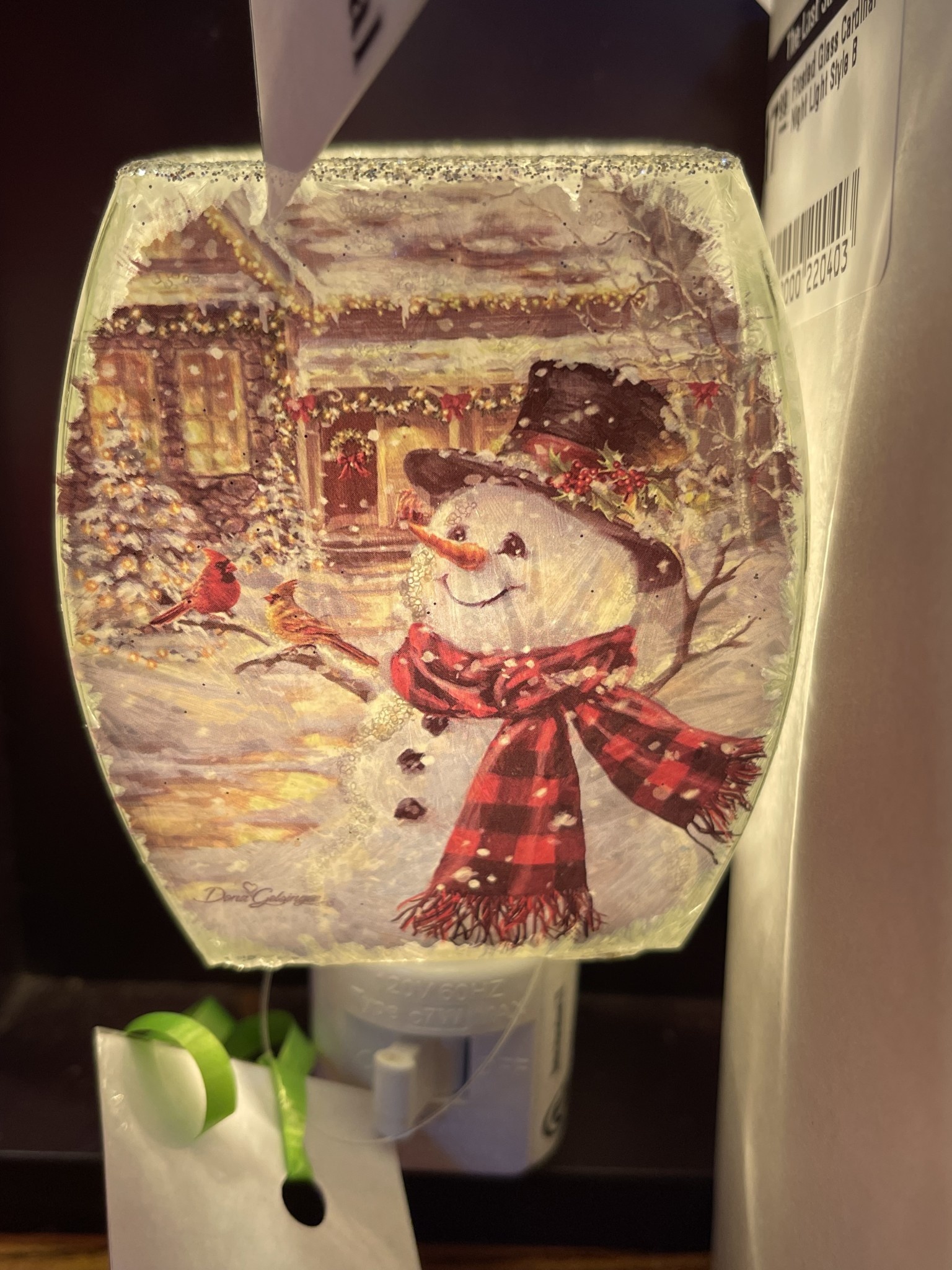 Frosted Glass Snowman Night Light
