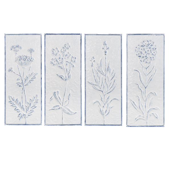 Blue & White Embossed Wildflower Print (4-Styles)