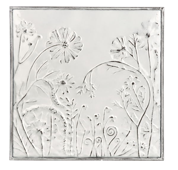 Brown & White Embossed Square Wildflower Print (4-Styles)