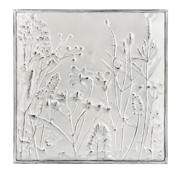 Brown & White Embossed Square Wildflower Print (4-Styles)