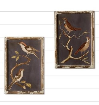 Set of 2 Vintage Bird on Branches Print