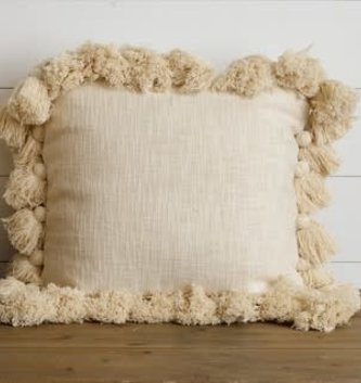 Square Natural Tassel Pillow