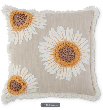 Square Linen Sunflower Pillow