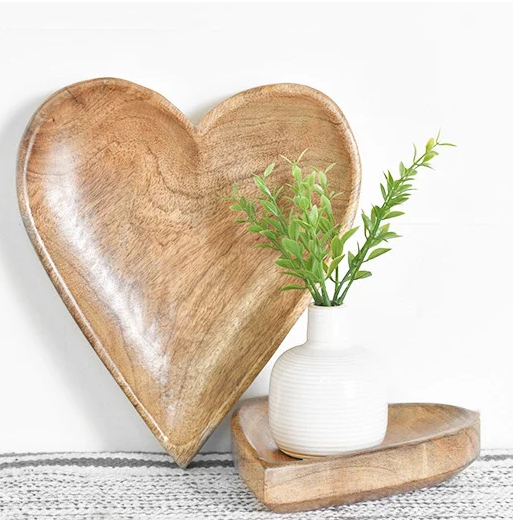 Wooden Carved Heart Tray (2-Sizes)