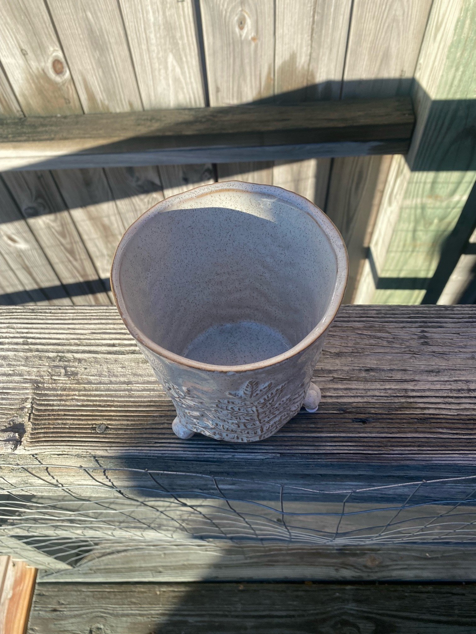 Embossed Fern Footed Container