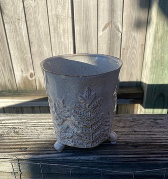 Embossed Fern Footed Container