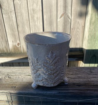 Embossed Fern Footed Container