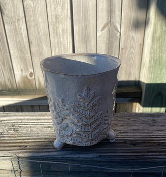 Embossed Fern Footed Container