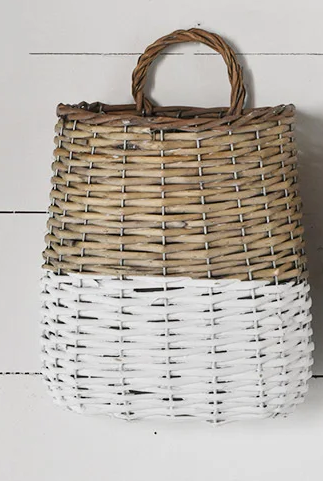 White Washed Two-Tone Wall Basket