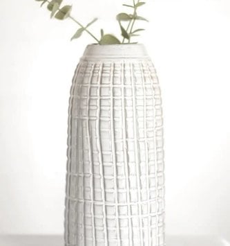 White Urban Check Vase (2-Sizes)