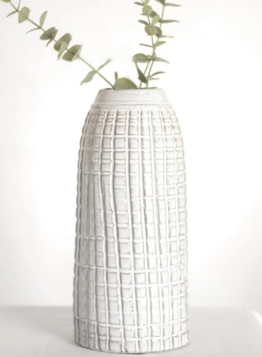 White Urban Check Vase (2-Sizes)