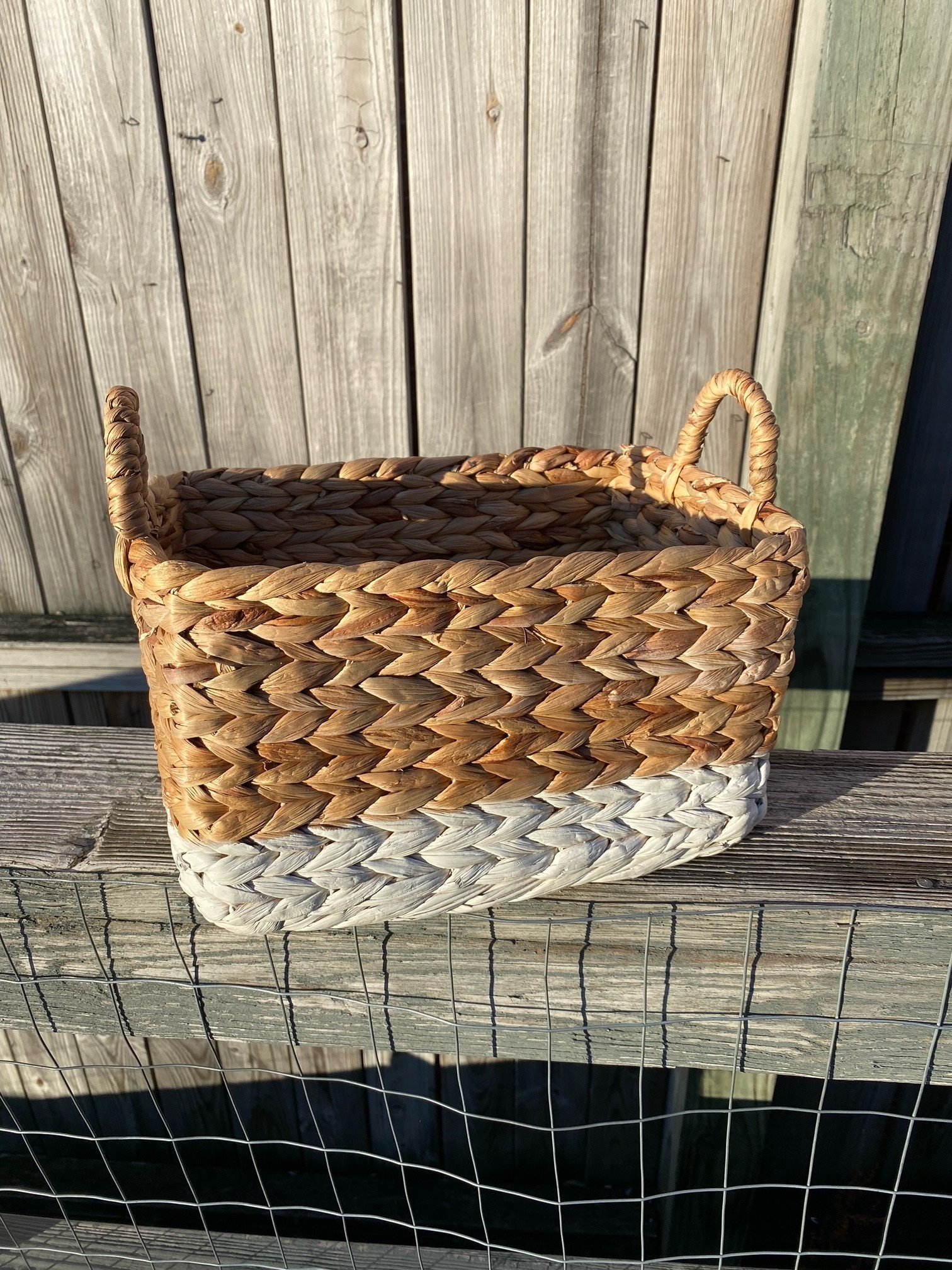 Two-Tone Woven Rectangular Basket (3-Sizes)