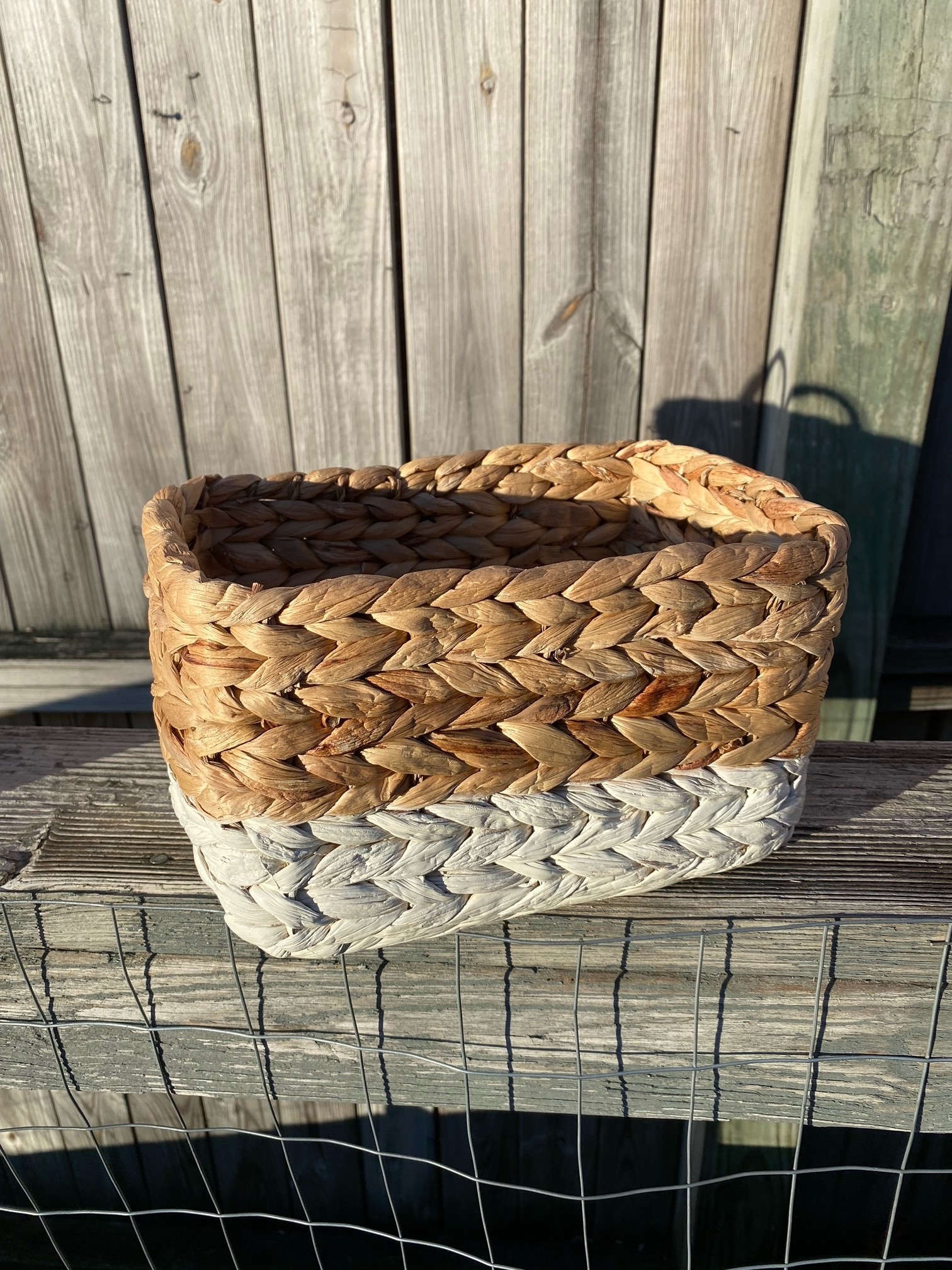 Two-Tone Woven Rectangular Basket (3-Sizes)