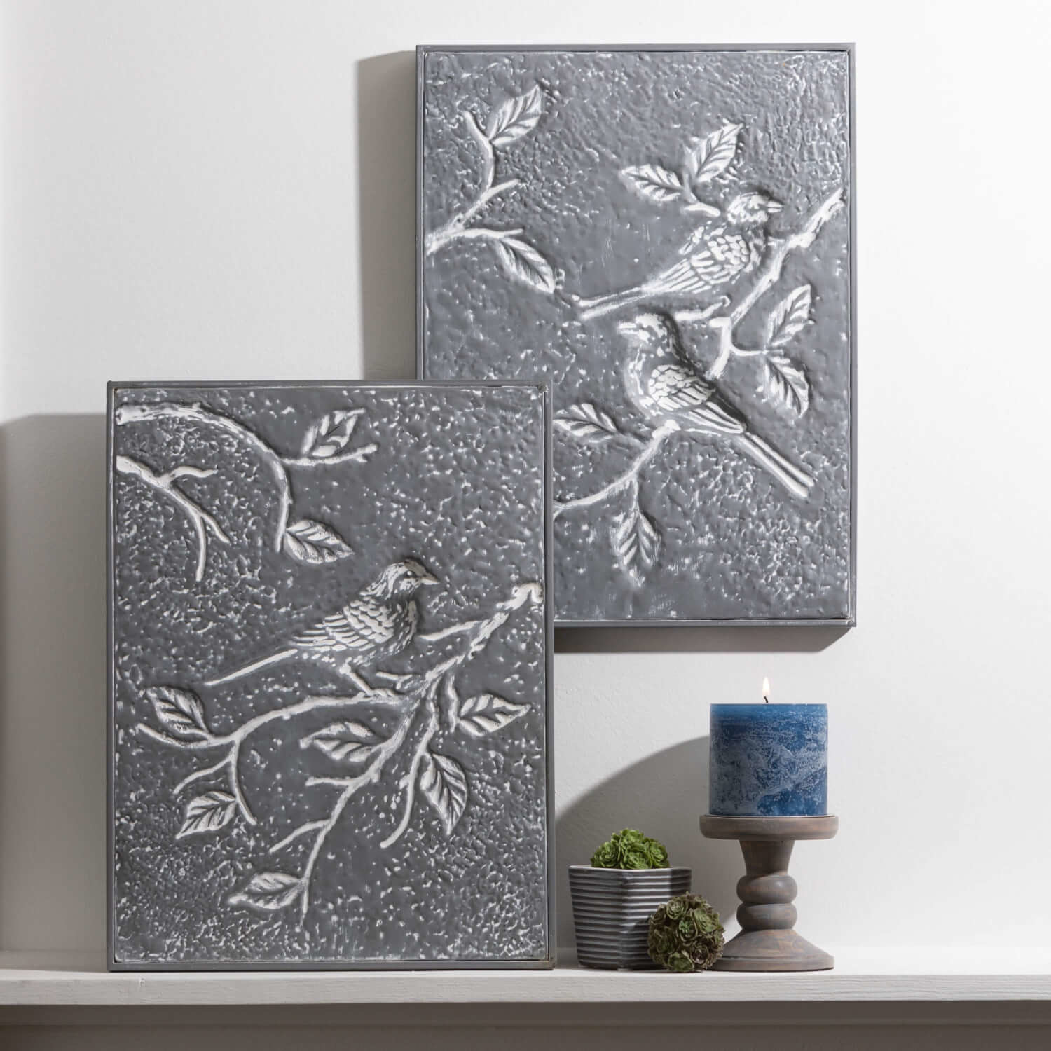 Bird & Botanic Etched Metal Wall Art (3-Styles)