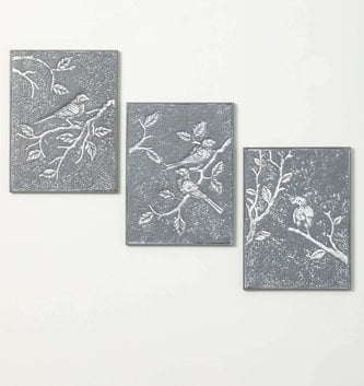 Bird & Botanic Etched Metal Wall Art (3-Styles)