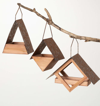 Small Modern Wood Bird Feeder (3-Styles)