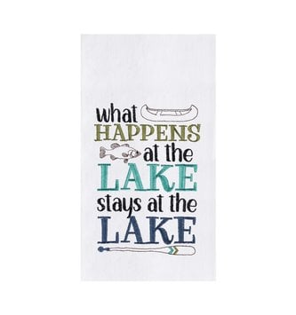 What Happens at The Lake Embroidered Towel