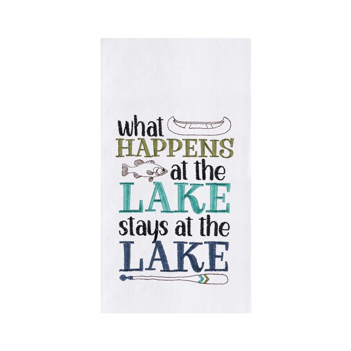 What Happens at The Lake Embroidered Towel