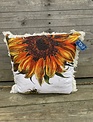 Square Botanical Sunflower Bee Pillow