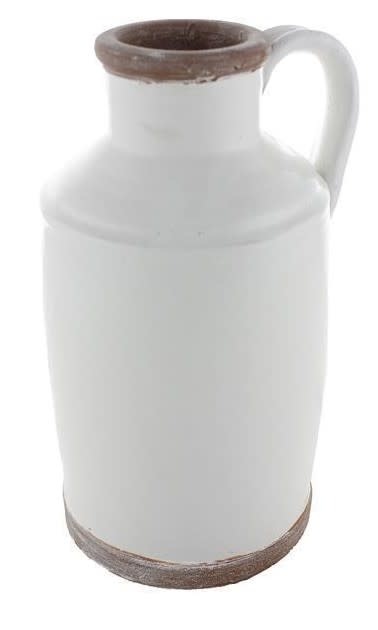 11" White Crackle Pitcher