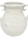 Large White Crackle Urn W/Handles