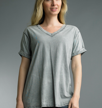 Tempo Paris V-Neck Roll Sleeve Tee By: Tempo Paris (4-Colors)