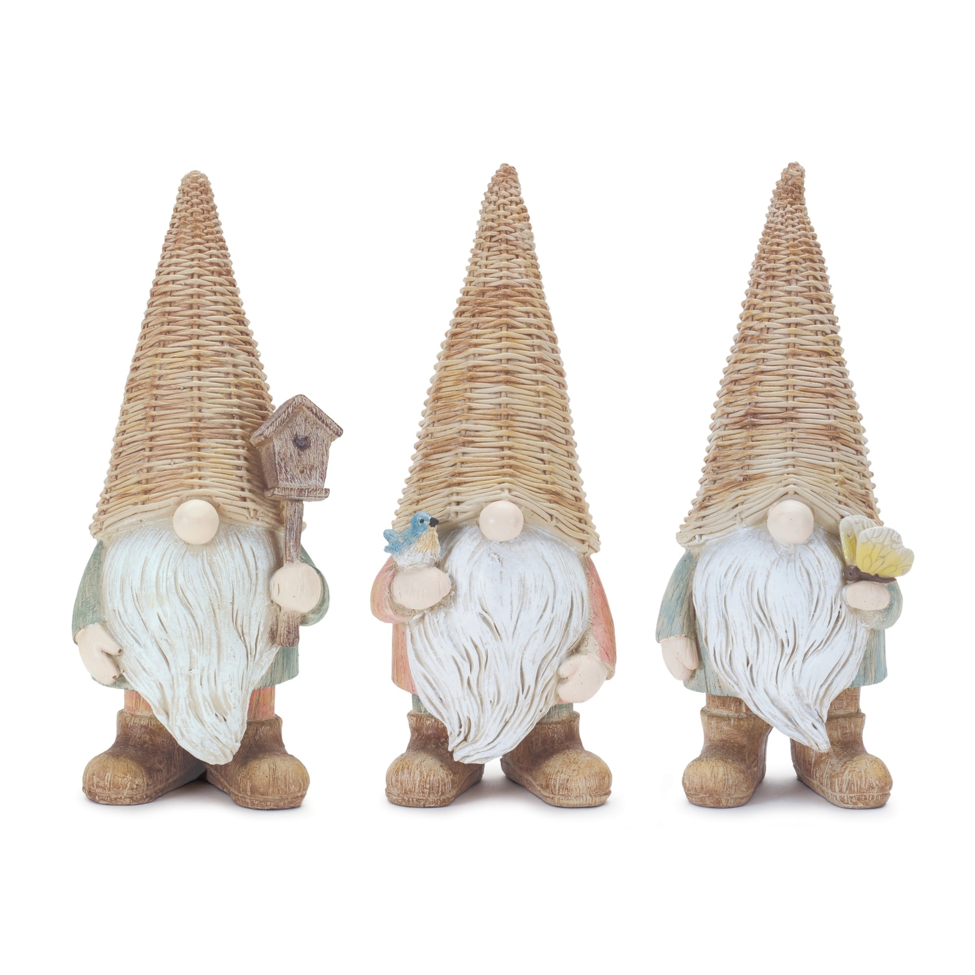 Small Basket Hat Garden Gnome (3-Styles)