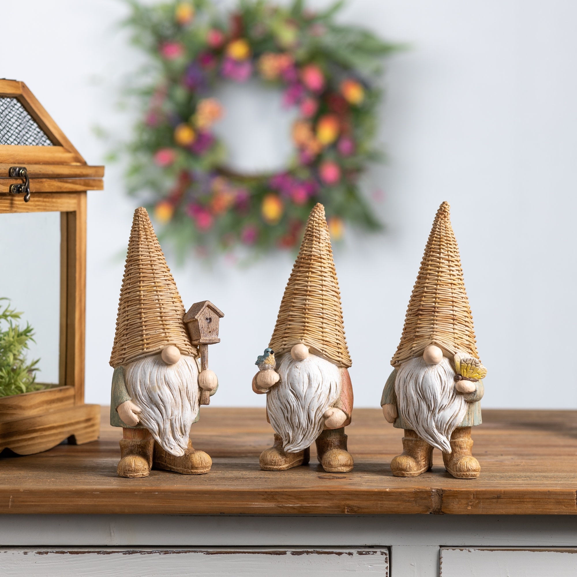 Small Basket Hat Garden Gnome (3-Styles)