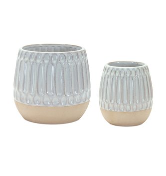 Two Tone White Textured Vase (2-Sizes)