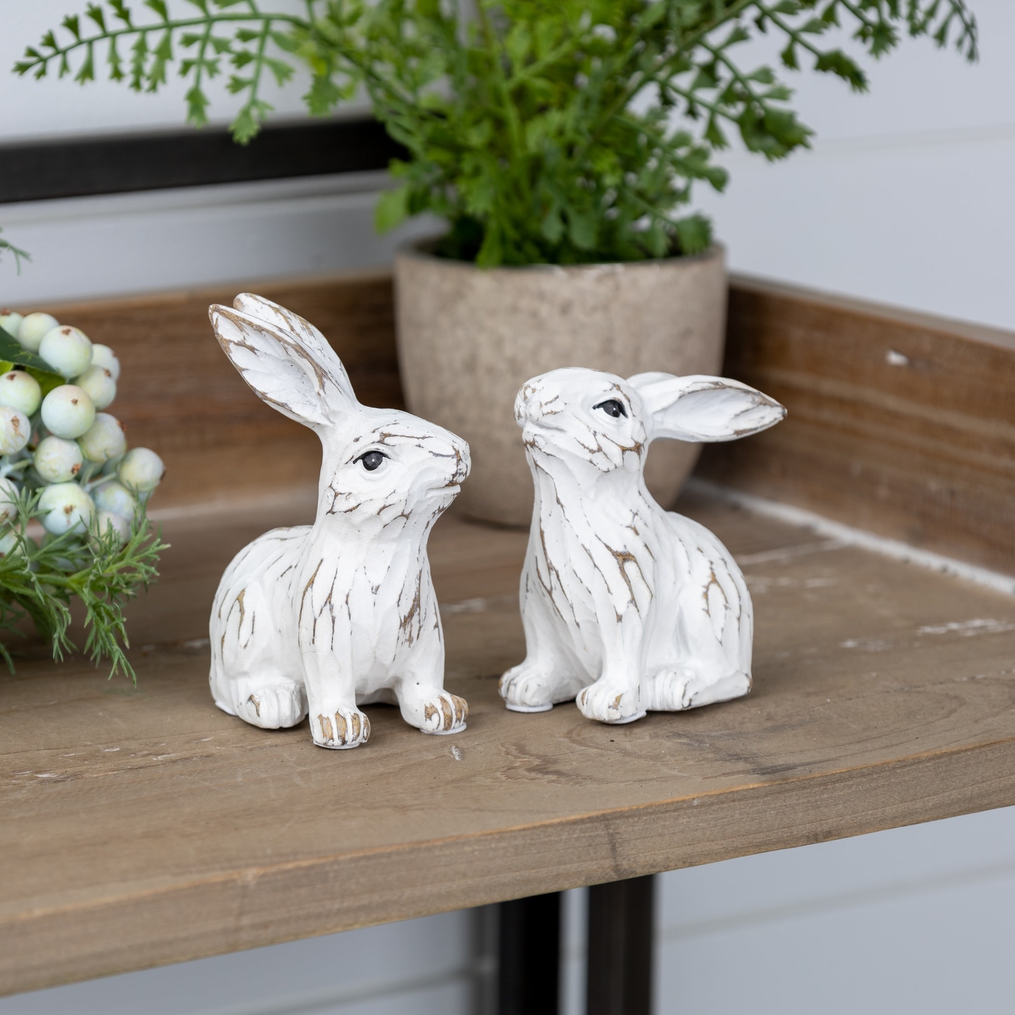 Distressed White Mini Bunny (2-Styles)