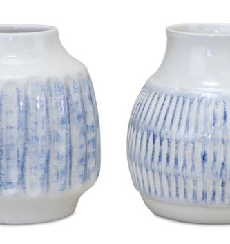 Blue & White Textured Vase (2-Styles)
