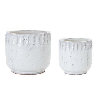 Ceramic White Textured Container (2-Sizes)