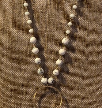 Natural White Beaded Drop Necklace