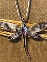 Gray Swirl Dragonfly Necklace