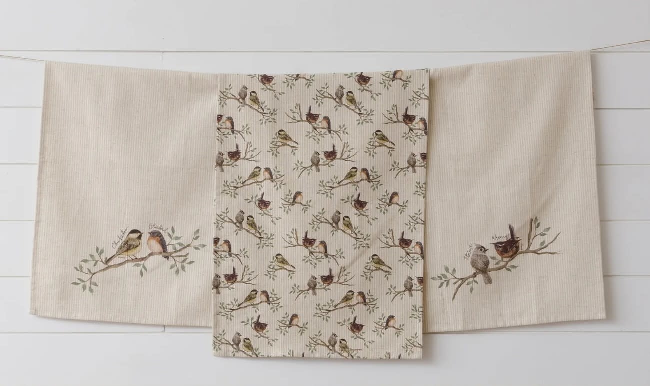 Set of 3 Birds on Branch Tea Towel