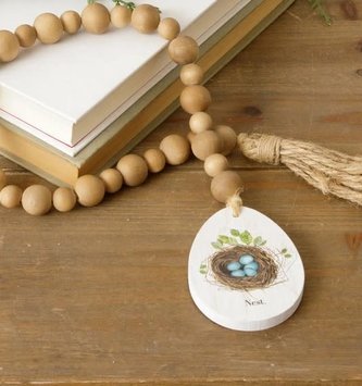 Wooden Beads w/ Nest Medallion