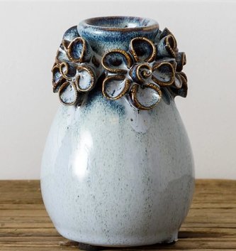 Blue Pottery Floral Vase