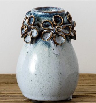 Blue Pottery Floral Vase