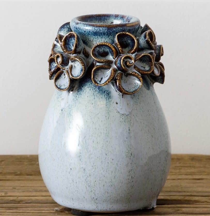 Blue Pottery Floral Vase