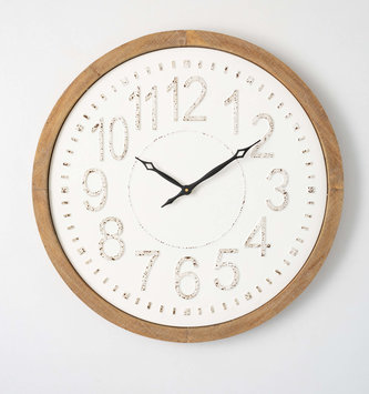 Round Wooden Metal Wall Clock