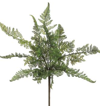 15" Leather Fern Bush