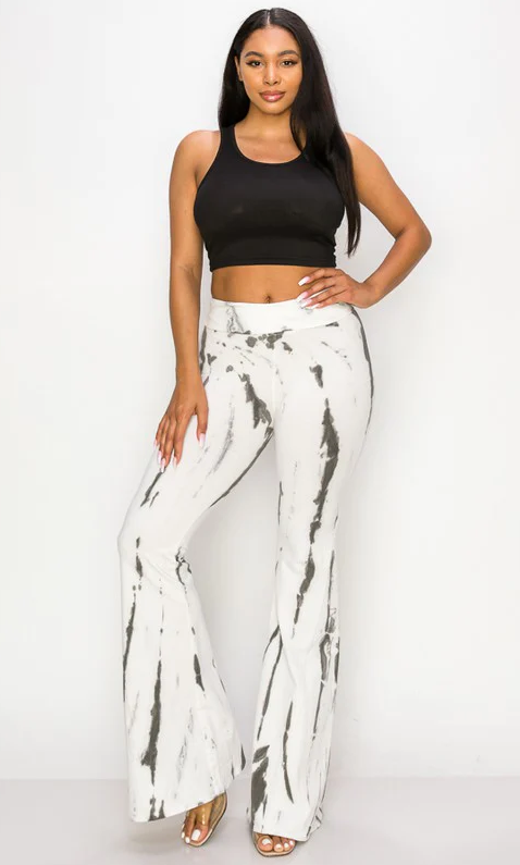 Tie Dye Flare Leg Foldover Waist Pant By: T-Party