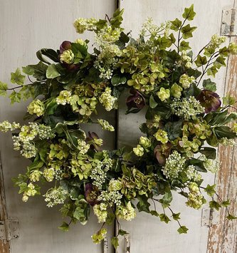 Custom Hydrangea & Hellebores Garden Wreath