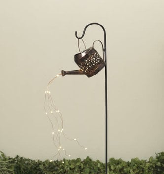 Solar Lighted Watering Can Stake