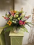 Custom Cottage Rose & Wildflowers in Ceramic Container Arrangement