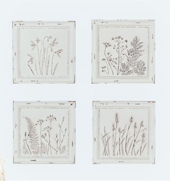 Metal Square Floral Wall Art (4-Styles)