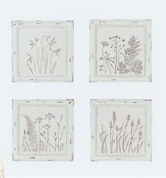 Metal Square Floral Wall Art (4-Styles)