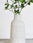 12" White Ceramic Ridged Vase