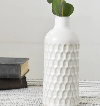 7.5" White Honeycomb Vase